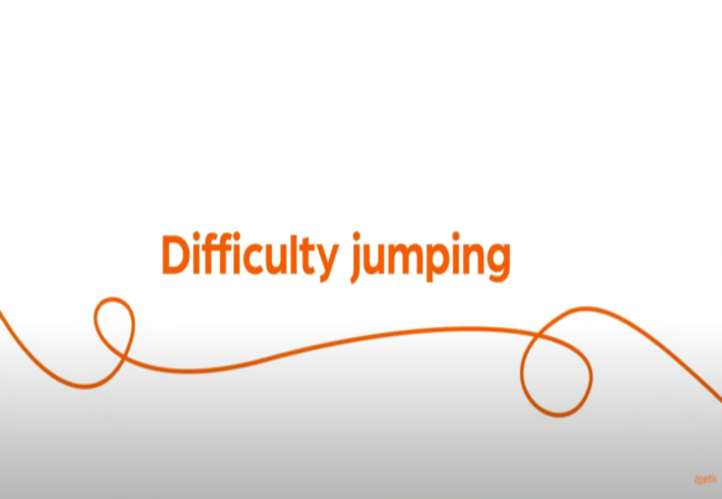 Text "Lagging behind on walks" with orange swirl on white background.